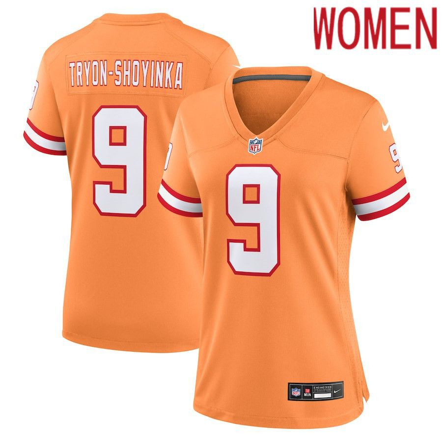 Women Tampa Bay Buccaneers #9 Joe Tryon-Shoyinka Nike Orange Throwback Game NFL Jersey->women nfl jersey->Women Jersey